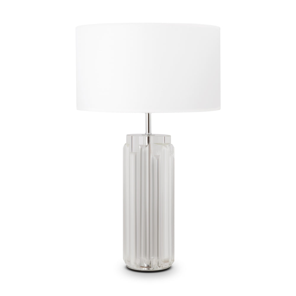 Veioza din Metal si Bumbac Argintiu/Alb cu 1 bec E27 60W D32xH52cm Muse