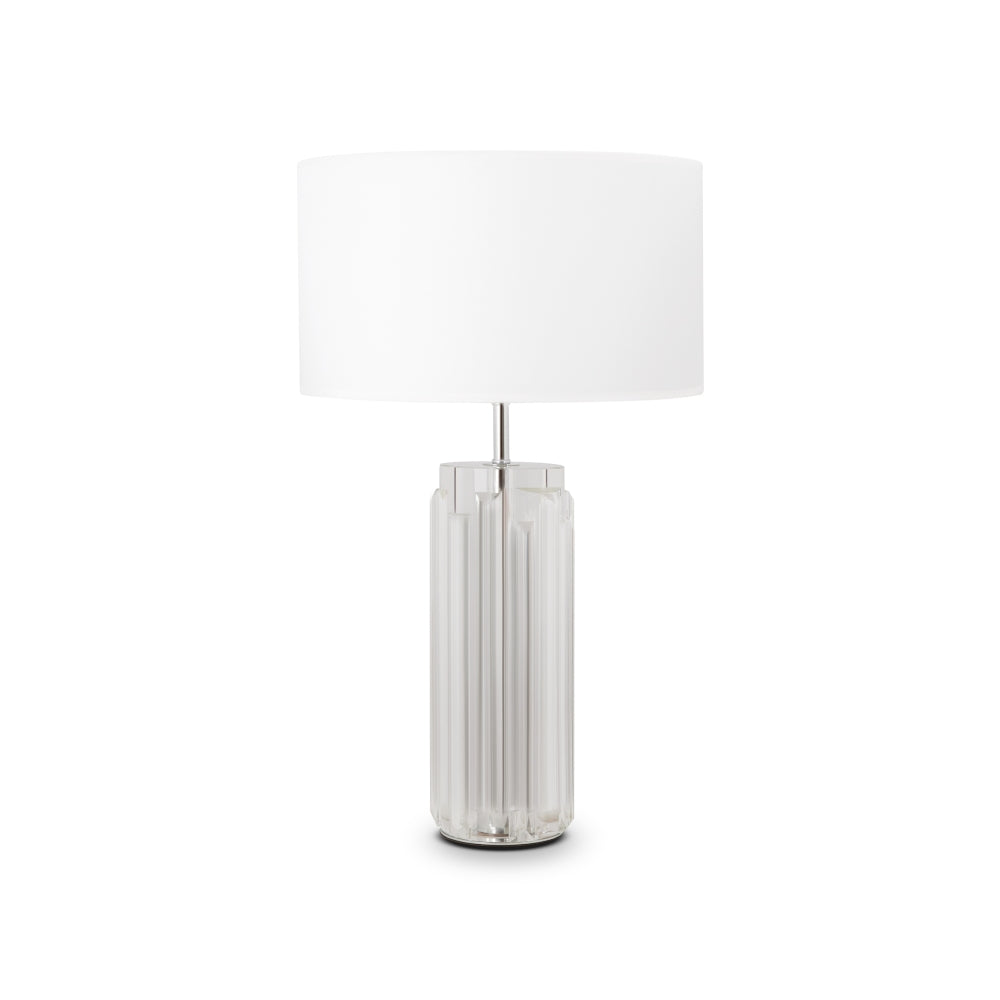 Veioza din Metal si Bumbac Argintiu/Alb cu 1 bec E27 60W D32xH52cm Muse
