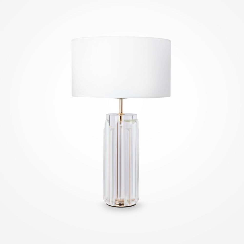 Veioza din Metal si Bumbac Auriu/Alb cu 1 bec E27 60W D32xH52cm Muse