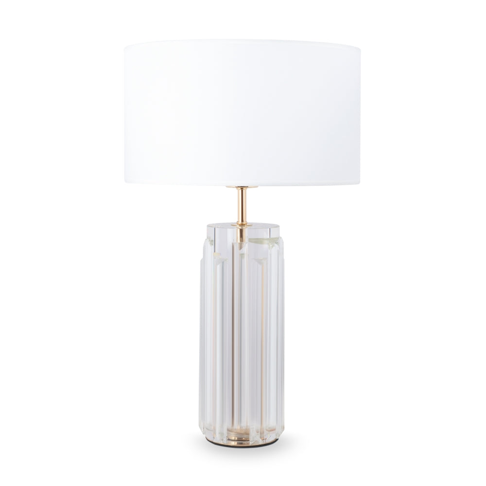 Veioza din Metal si Bumbac Auriu/Alb cu 1 bec E27 60W D32xH52cm Muse