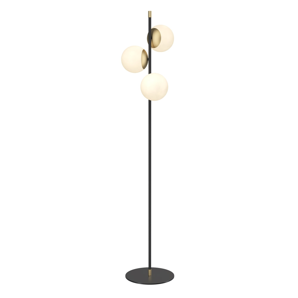 Lampa de podea din Metal si Sticla Auriu mat/Alb cu 3 becuri E14 40W D38xH150cm Nostalgia