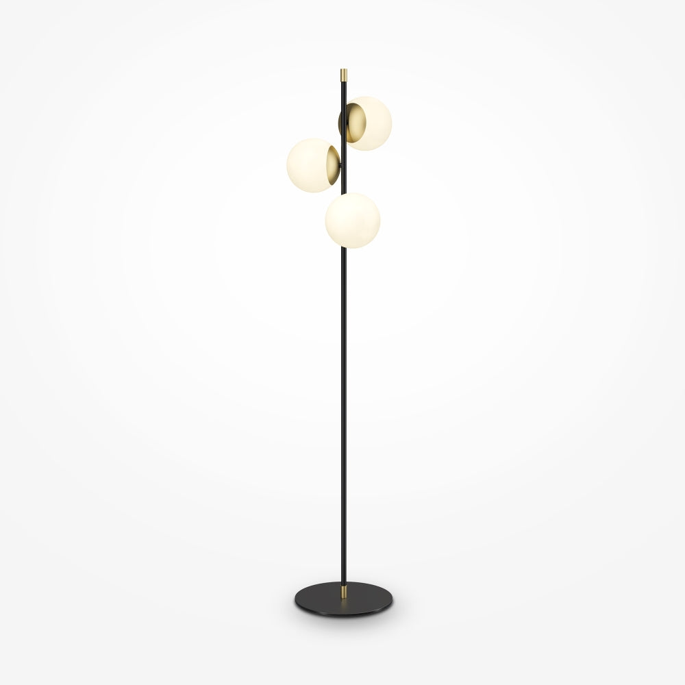 Lampa de podea din Metal si Sticla Auriu mat/Alb cu 3 becuri E14 40W D38xH150cm Nostalgia