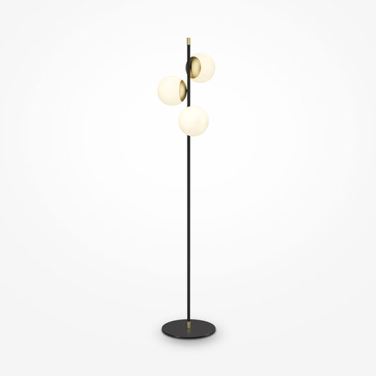 Lampa de podea din Metal si Sticla Auriu mat/Alb cu 3 becuri E14 40W D38xH150cm Nostalgia