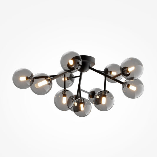 Plafoniera din Metal si Sticla Negru mat cu 12 becuri G9 28W D60xH20cm Dallas