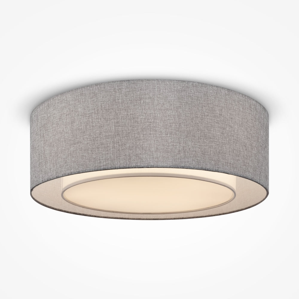 Plafoniera din Metal si Textil Argintiu/Gri cu 3 becuri E27 60W D52xH18cm Bergamo