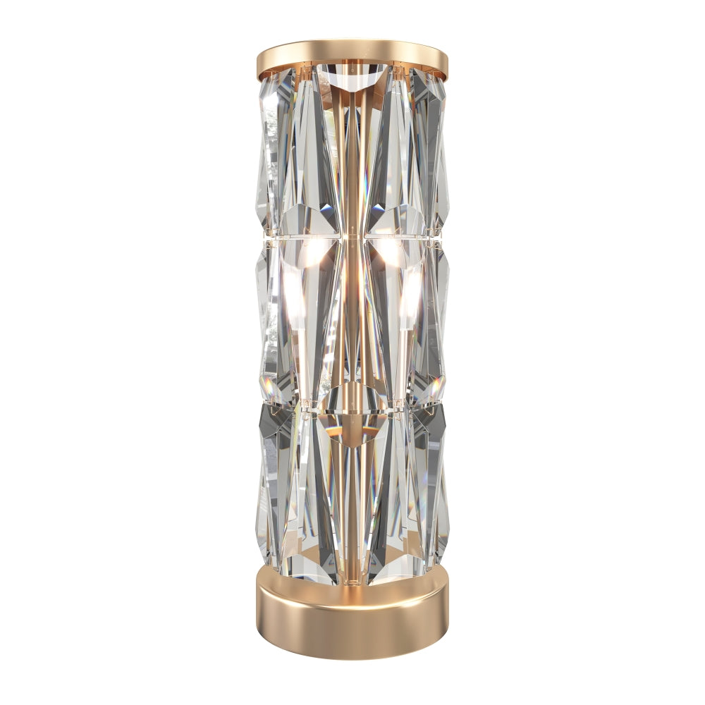 Veioza din Otel inoxidabil si Sticla Auriu/Transparent cu 2 becuri E14 60W D20xH58cm Puntes