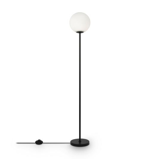 Lampa de podea din Metal si Sticla Negru/Alb cu 1 bec E27 60W D25xH155cm Ring