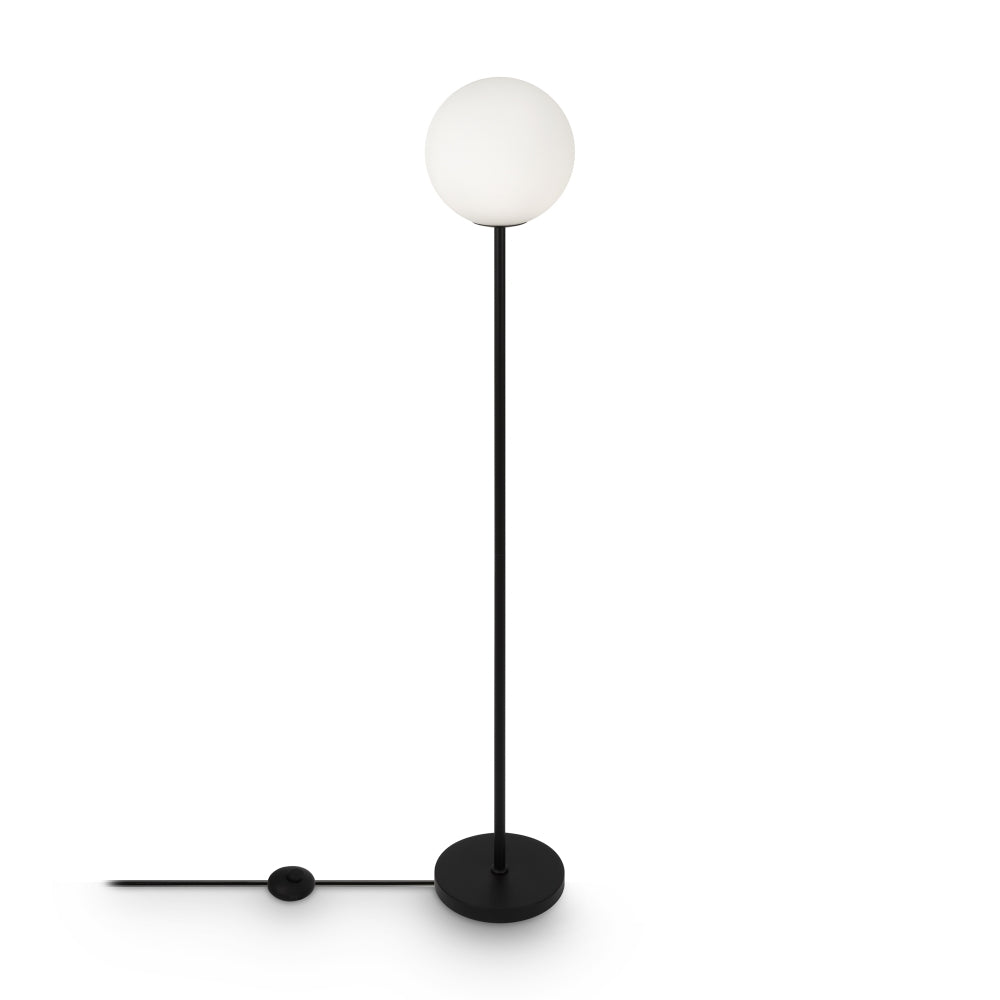 Lampa de podea din Metal si Sticla Negru/Alb cu 1 bec E27 60W D25xH155cm Ring