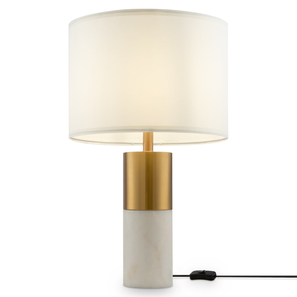Veioza din Metal si Bumbac Alb cu 1 bec E27 60W D39xH65cm Bianco