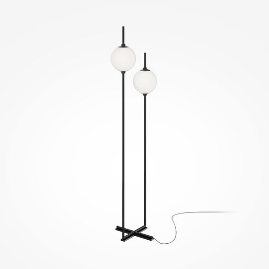 Lampa de podea din Metal si Sticla Negru/Alb 12W 750lm 3000k L32xH150cm The Sixth Sense