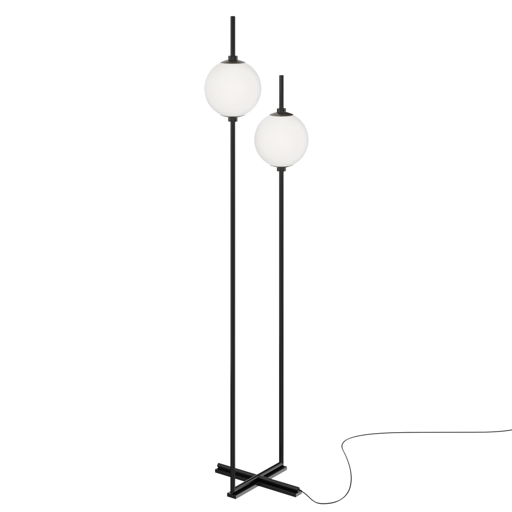 Lampa de podea din Metal si Sticla Negru/Alb 12W 750lm 3000k L32xH150cm The Sixth Sense