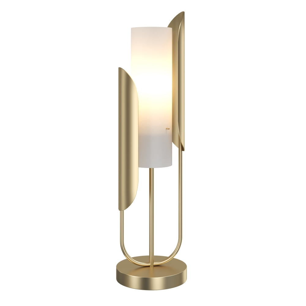 Veioza din Metal si Sticla Auriu/Alb cu 1 bec E14 40W D20xH75cm Cipresso