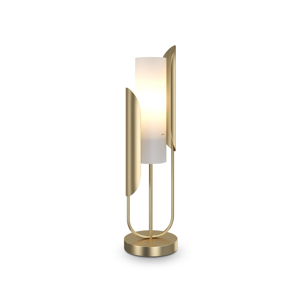 Veioza din Metal si Sticla Auriu/Alb cu 1 bec E14 40W D20xH75cm Cipresso
