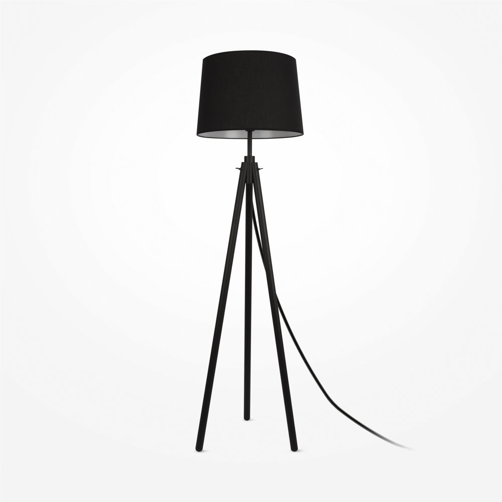 Lampa de podea din Metal si Textil Negru cu 1 bec E27 60W D61xH162cm Calvin