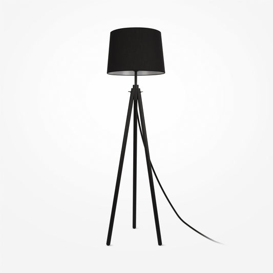 Lampa de podea din Metal si Textil Negru cu 1 bec E27 60W D61xH162cm Calvin