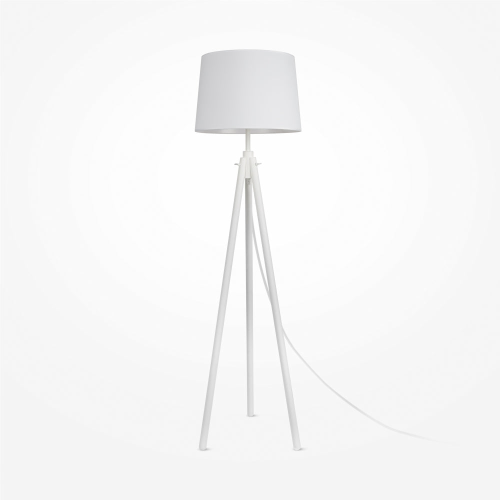 Lampa de podea din Metal si Textil Alb cu 1 bec E27 60W D61xH162cm Calvin