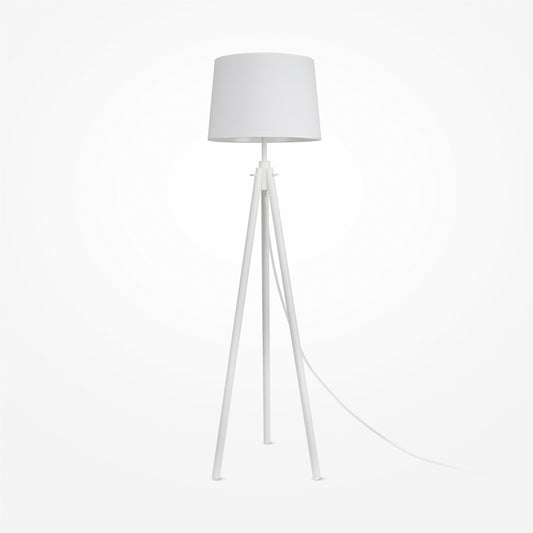 Lampa de podea din Metal si Textil Alb cu 1 bec E27 60W D61xH162cm Calvin