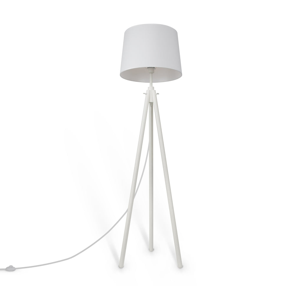 Lampa de podea din Metal si Textil Alb cu 1 bec E27 60W D61xH162cm Calvin