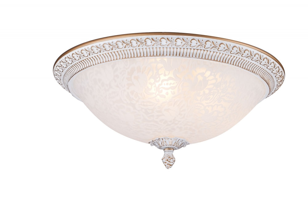 Plafoniera din Sticla Alb cu 3 becuri E27 40W D37xH19cm Pascal