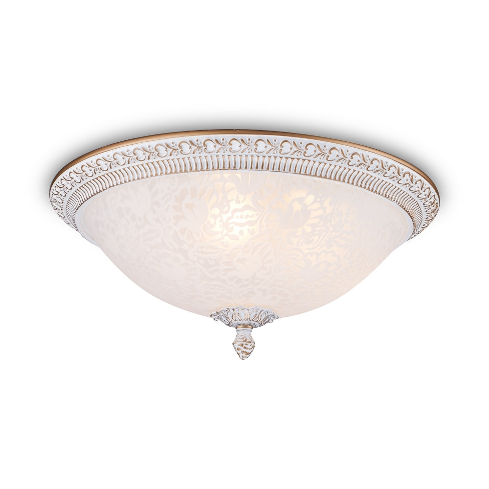 Plafoniera din Sticla Alb cu 3 becuri E27 40W D37xH19cm Pascal