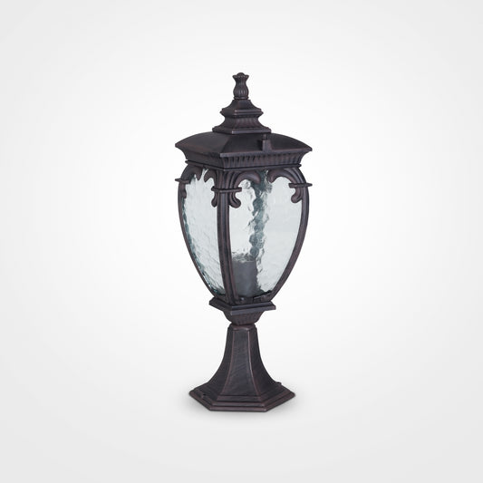 Stalp de iluminat exterior din Aluminiu Bronz antichizat cu 1 bec E27 60W D15xH49cm  Fleur