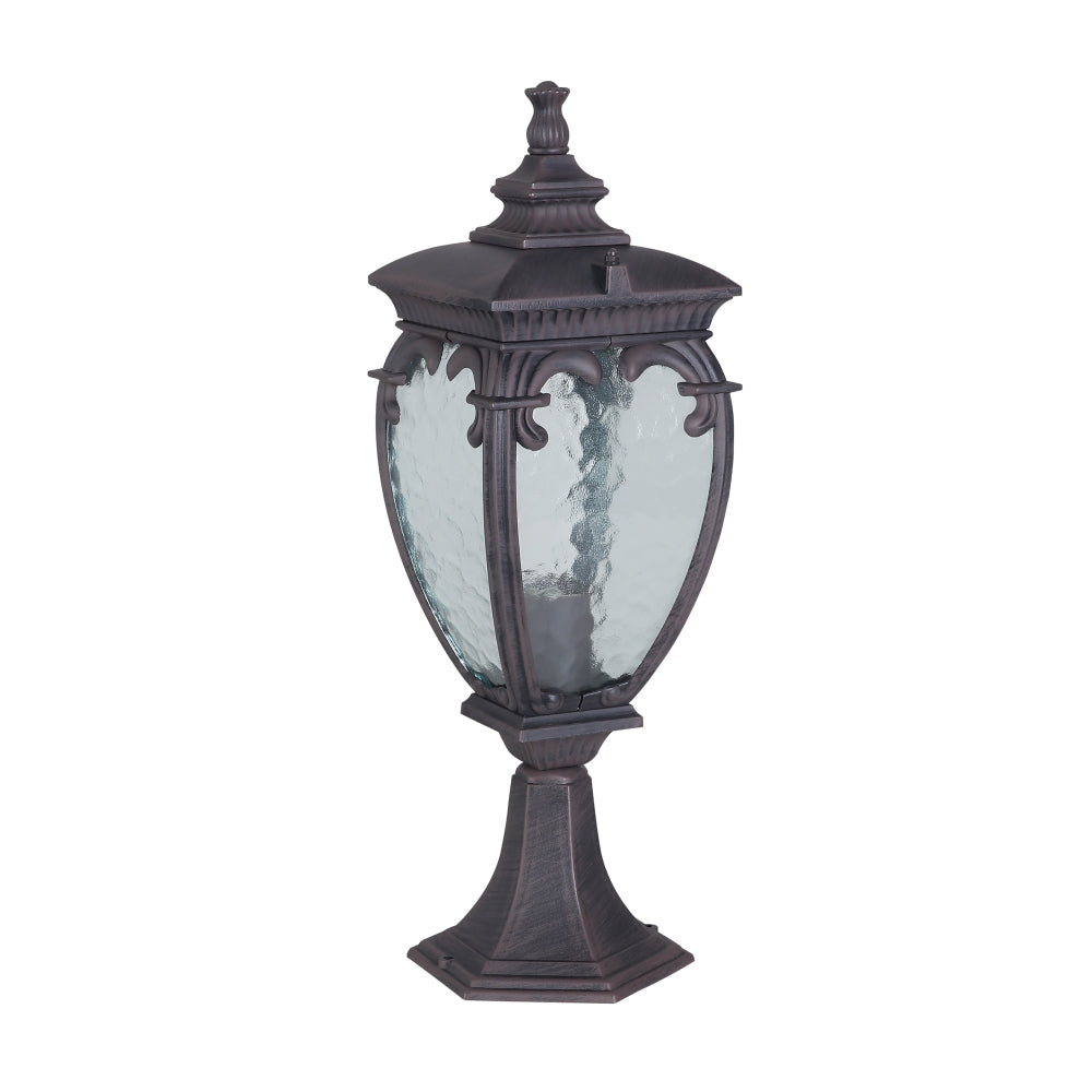 Stalp de iluminat exterior din Aluminiu Bronz antichizat cu 1 bec E27 60W D15xH49cm  Fleur
