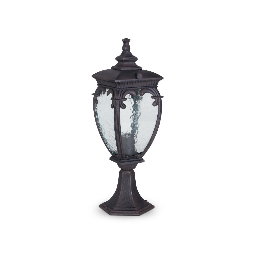 Stalp de iluminat exterior din Aluminiu Bronz antichizat cu 1 bec E27 60W D15xH49cm  Fleur