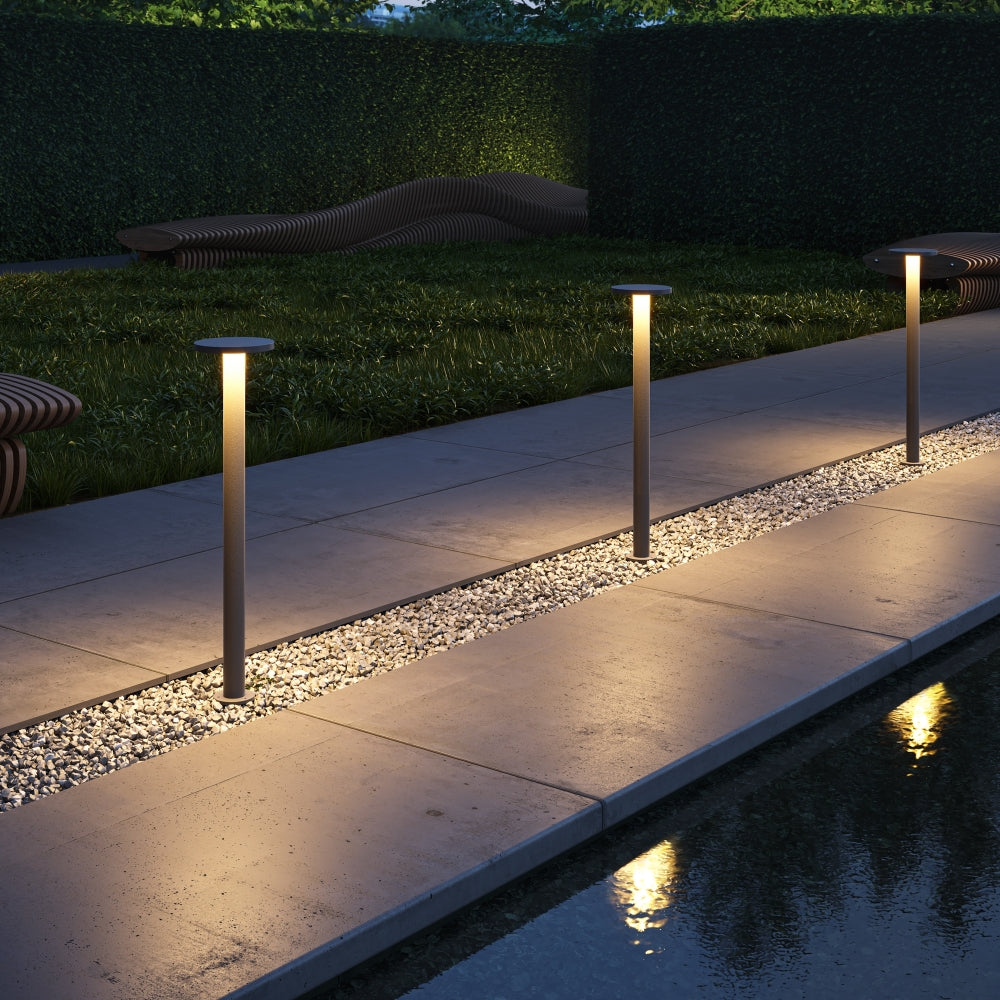 Stalp de iluminat exterior din Metal Gri inchis 12W 1000lm 3000k D18xH80cm Wald