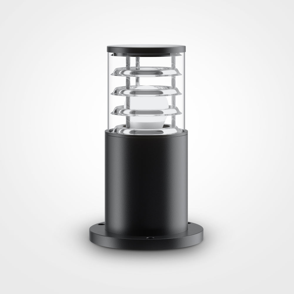 Stalp de iluminat exterior din Aluminiu Negru cu 1 bec E27 60W D16xH25cm Bronx