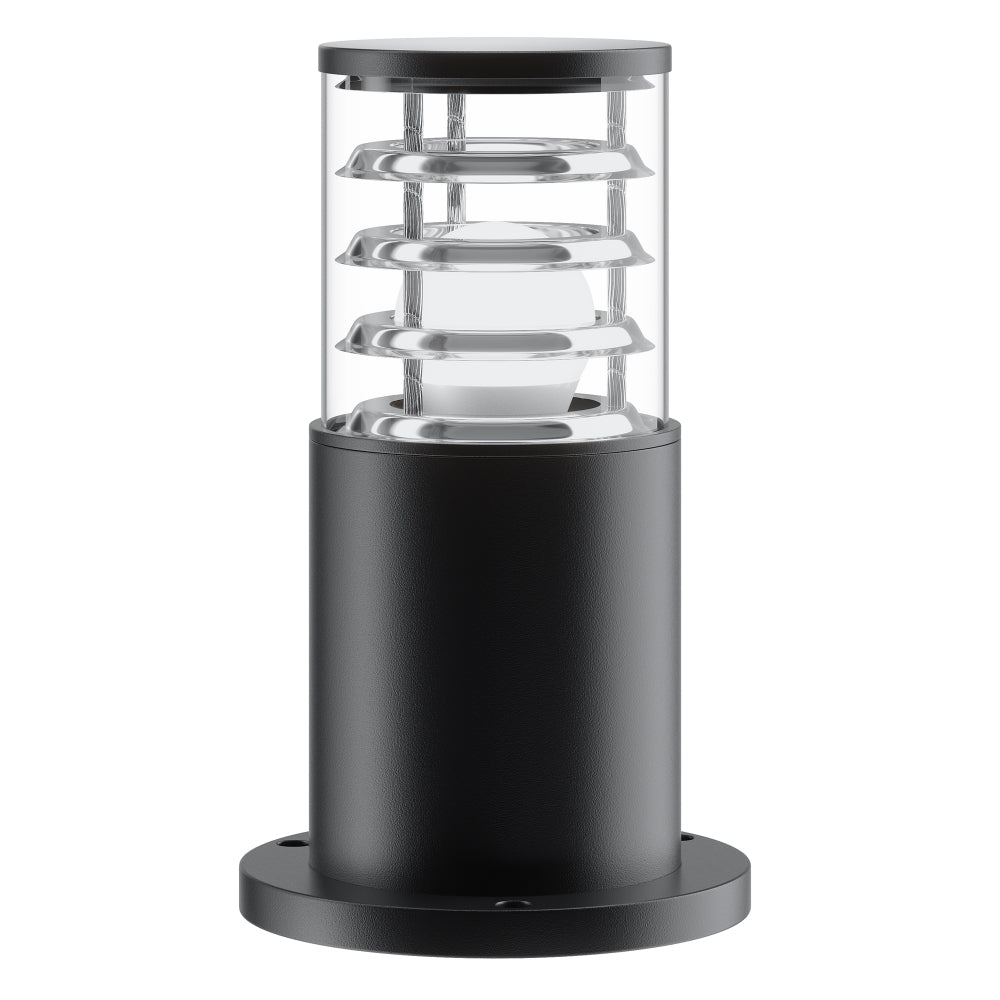Stalp de iluminat exterior din Aluminiu Negru cu 1 bec E27 60W D16xH25cm Bronx