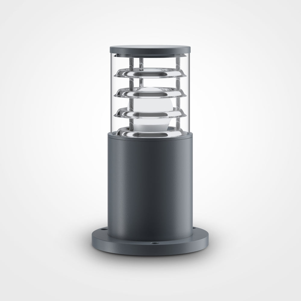 Stalp de iluminat exterior din Aluminiu Gri cu 1 bec E27 60W D16xH25cm Bronx