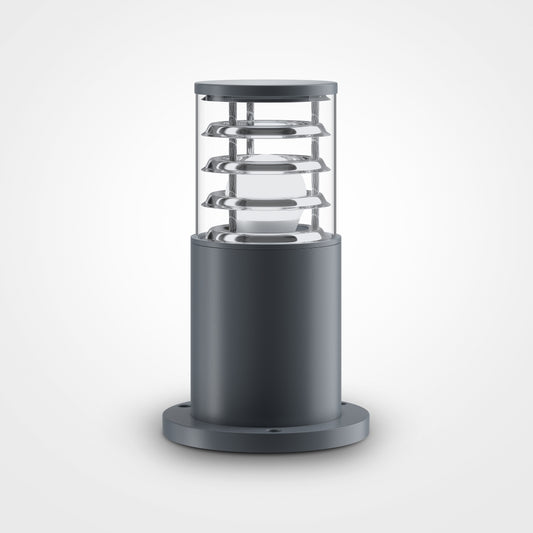 Stalp de iluminat exterior din Aluminiu Gri cu 1 bec E27 60W D16xH25cm Bronx