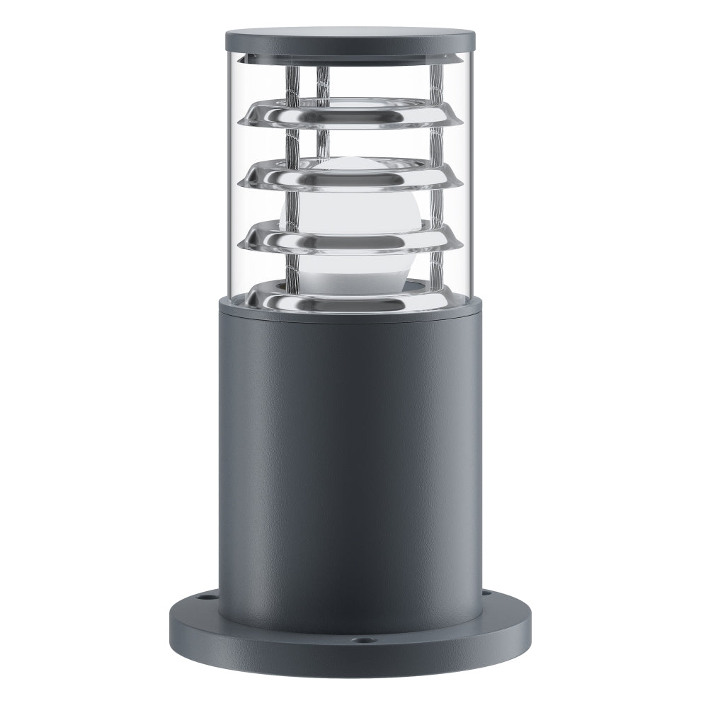 Stalp de iluminat exterior din Aluminiu Gri cu 1 bec E27 60W D16xH25cm Bronx