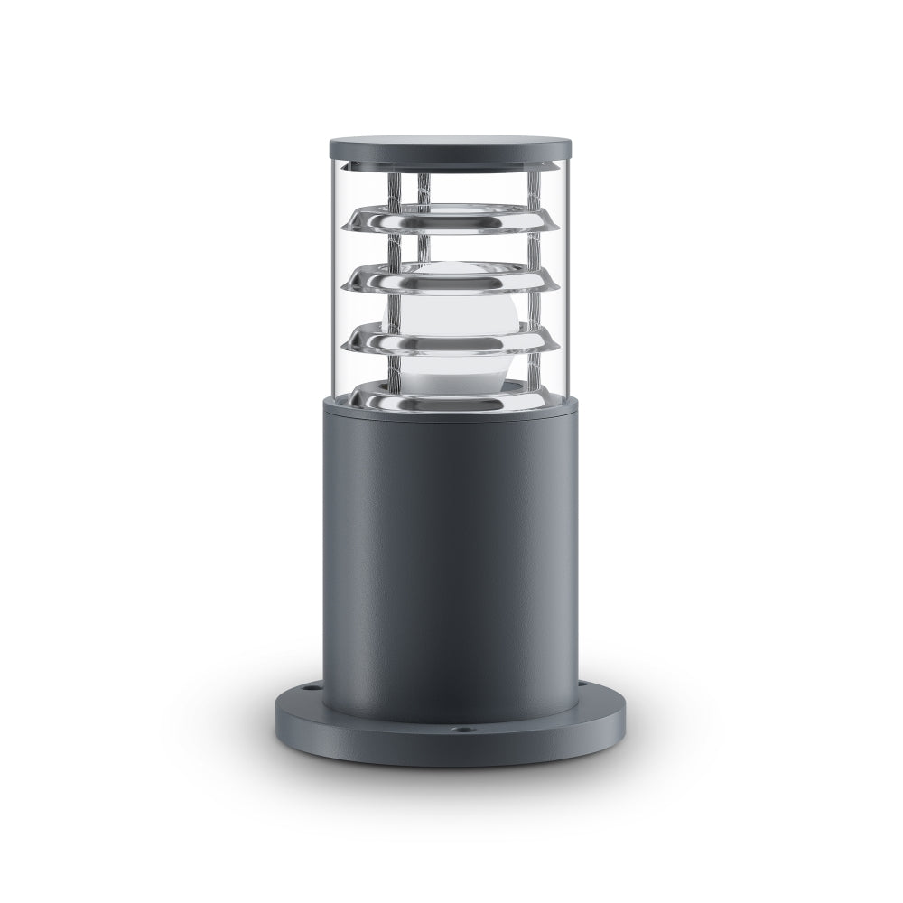 Stalp de iluminat exterior din Aluminiu Gri cu 1 bec E27 60W D16xH25cm Bronx