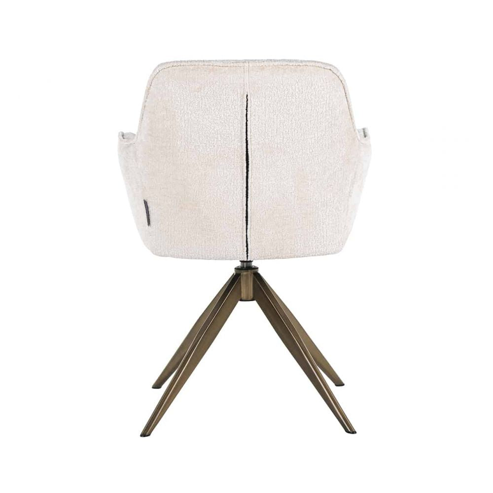 Scaun tapitat cu Chenille Alb cu picioare din Metal Auriu H82xL59xA61cm Aline Richmond Interiors