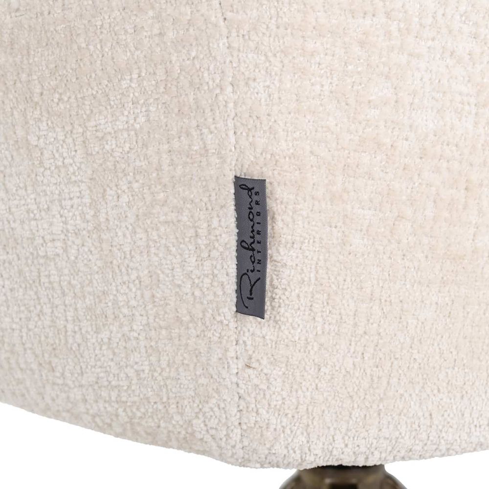 Scaun tapitat cu Chenille Alb cu picioare din Metal Auriu H82xL59xA61cm Aline Richmond Interiors