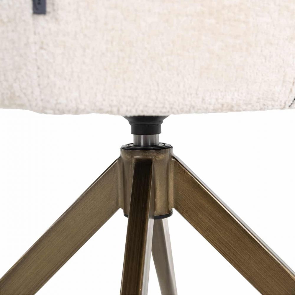 Scaun tapitat cu Chenille Alb cu picioare din Metal Auriu H82xL59xA61cm Aline Richmond Interiors