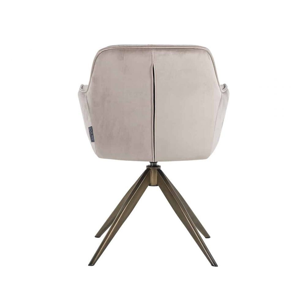 Scaun tapitat cu Catifea Bej cu picioare din Metal Auriu H82xL59xA61cm Aline Richmond Interiors