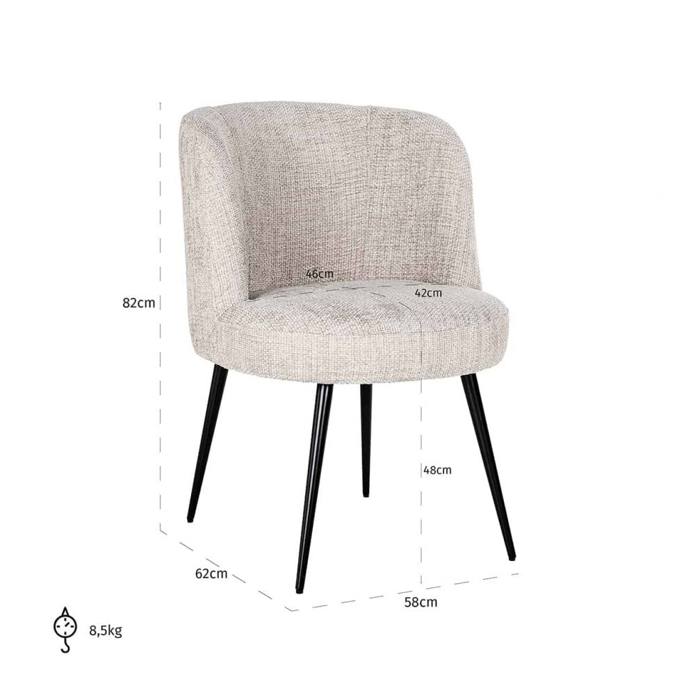 Scaun tapitat cu Stofa Bej cu structura metalica neagra H82xL58xA62cm Morton Richmond Interiors