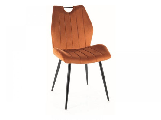 Scaun tapitat cu Catifea Portocaliu cinnamon cu picioare din Metal Negru H91xL51xA58cm Arco