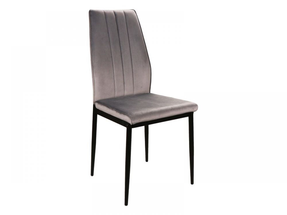 Scaun tapitat cu Catifea Gri cu picioare din Metal Negru H93xL44xA52cm Atom