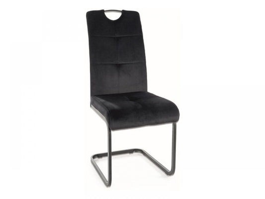 Set 2 scaune tapitate cu Catifea Negru cu picioare din Metal Negru H101xL43xA61cm Axo