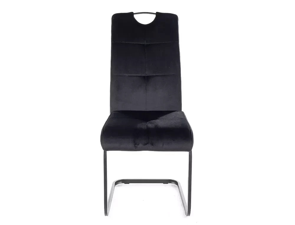 Set 2 scaune tapitate cu Catifea Negru cu picioare din Metal Negru H101xL43xA61cm Axo