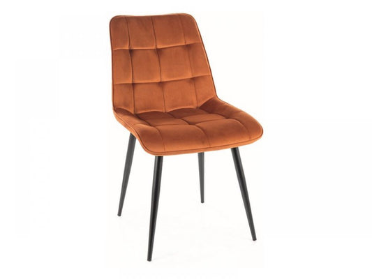 Set 2 scaune tapitate cu Catifea Portocaliu cinnamon cu picioare din Metal Negru H88xL50xA58cm Chic
