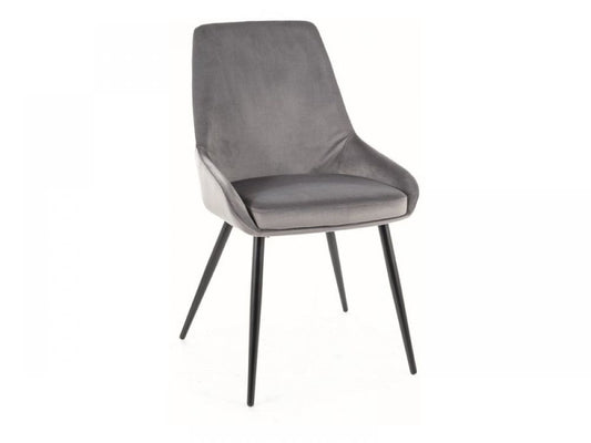 Set 2 Scaune tapitate cu Catifea Gri cu picioare din Metal Negru H85xL49xA54cm Cobe