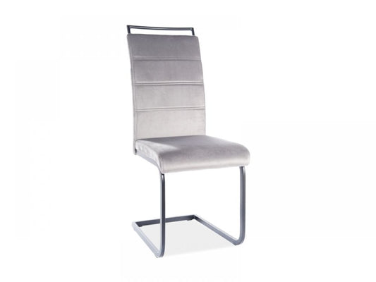 Set 2 scaune tapitate cu Catifea Gri cu picioare din Metal Negru H102xL41xA57cm H441