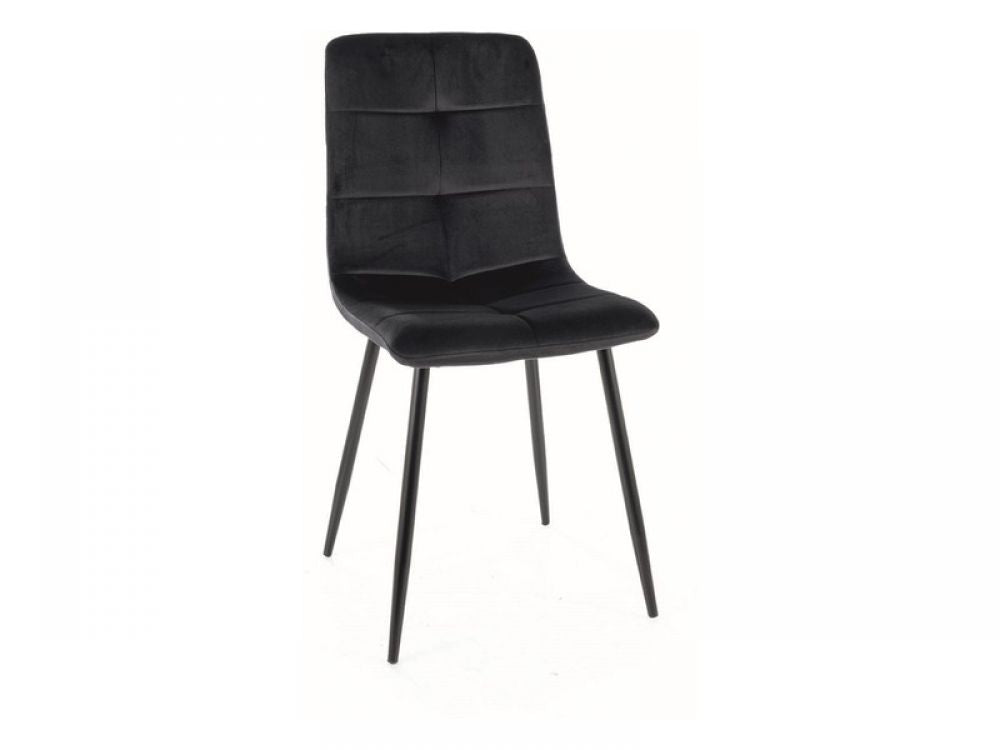 Set 2 Scaune tapitate cu Catifea Negru cu picioare din Metal Negru H91xL45xA52cm Ivo