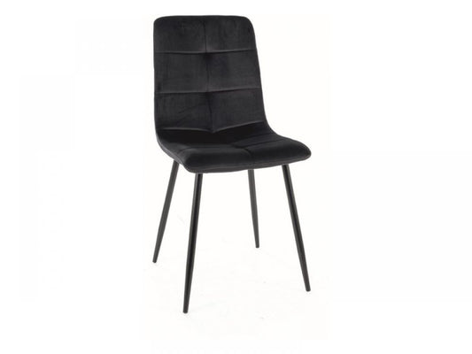 Set 2 Scaune tapitate cu Catifea Negru cu picioare din Metal Negru H91xL45xA52cm Ivo