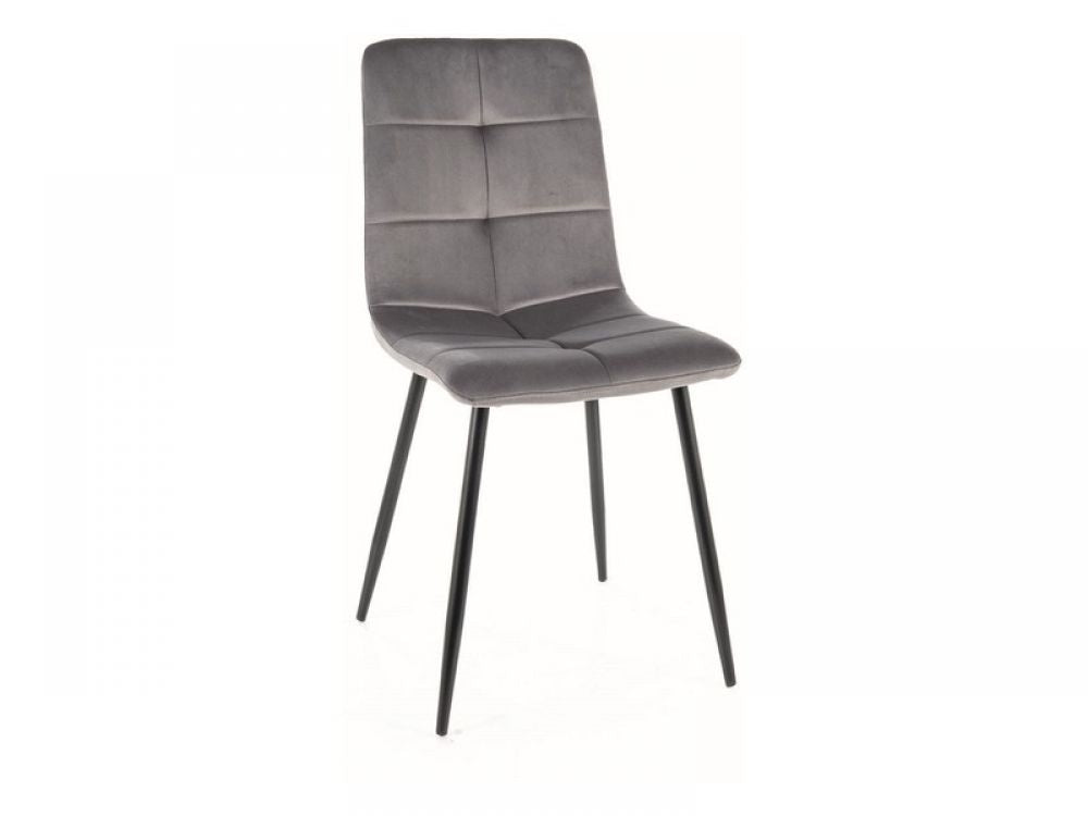 Set 2 Scaune tapitate cu Catifea Gri cu picioare din Metal Negru H91xL45xA52cm Ivo