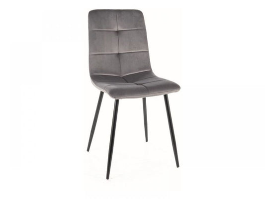 Set 2 Scaune tapitate cu Catifea Gri cu picioare din Metal Negru H91xL45xA52cm Ivo